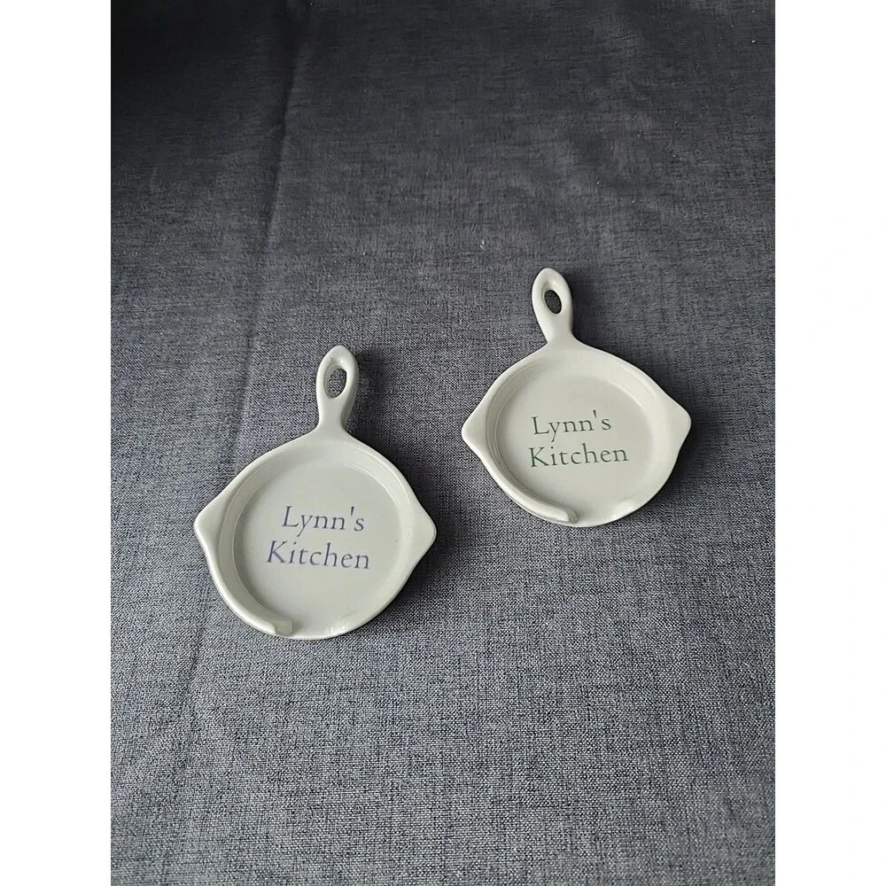2 Mini Skillet Spoon Rests - Lynn's Kitchen - Farmhouse Cottagecore Teabag Tea